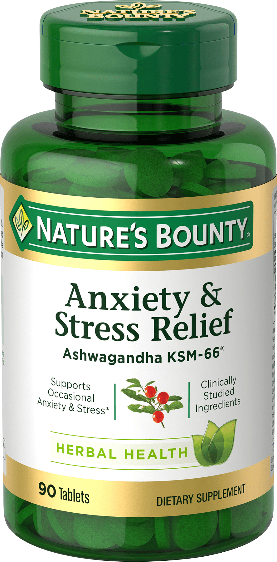 Nature's Bounty Anxiety & Stress Relief Ashwagandha KSM-66 Tablets; 90 Count