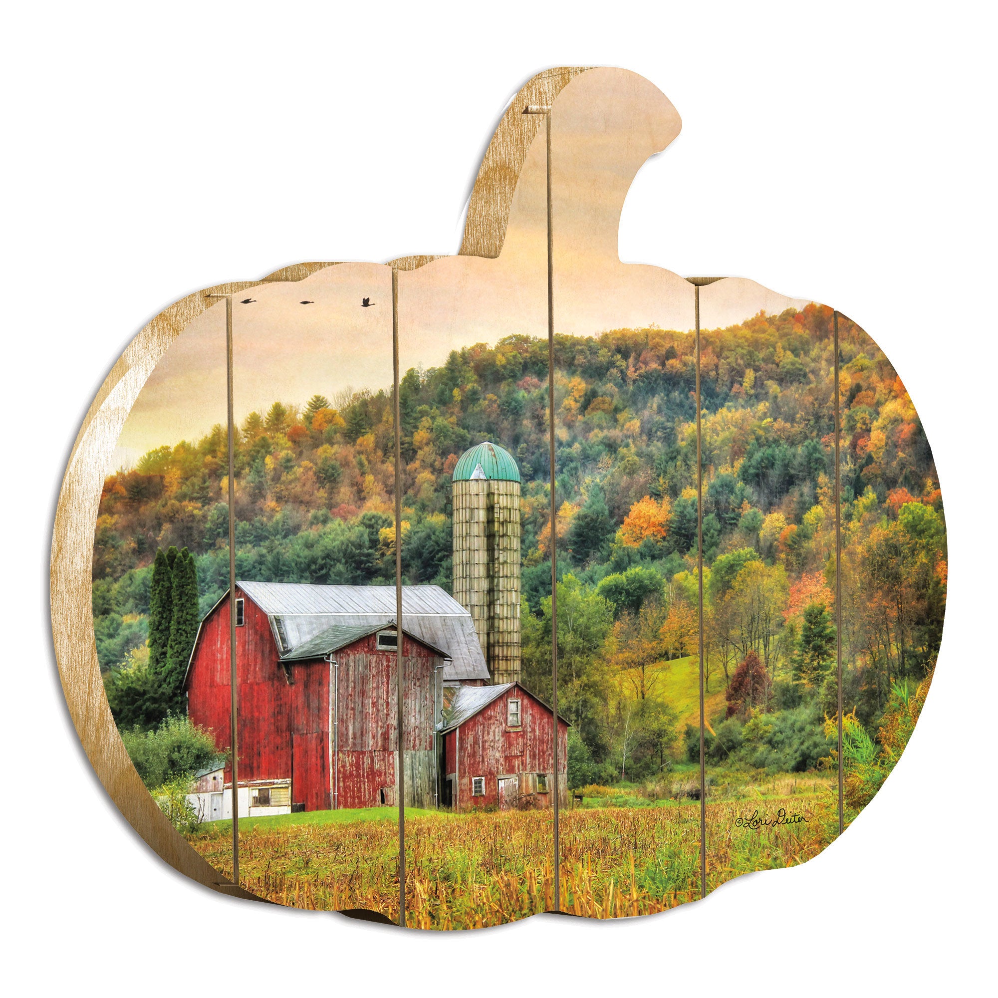 "Southbound" By Artisan Lori Deiter Printed on Wooden Pumpkin Wall Art