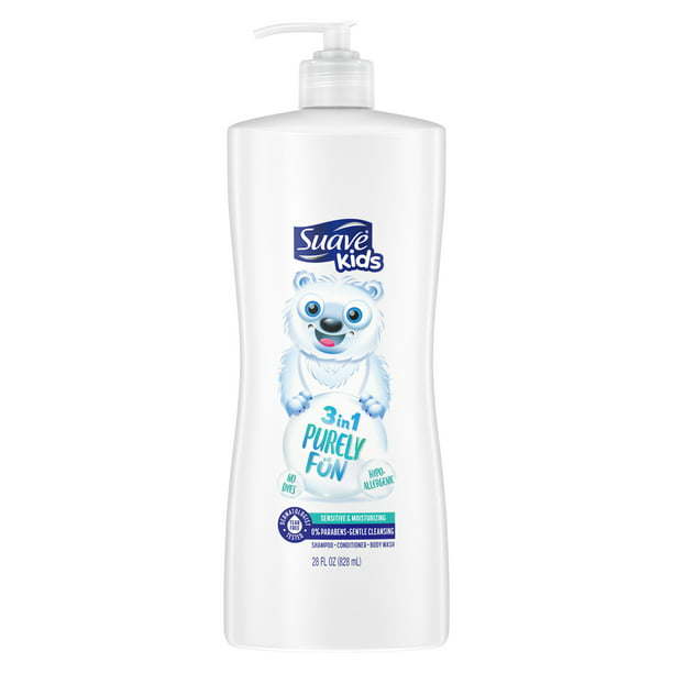 Suave Kids 3-in-1 Shampoo Conditioner Body Wash; Purely Fun; 28 oz