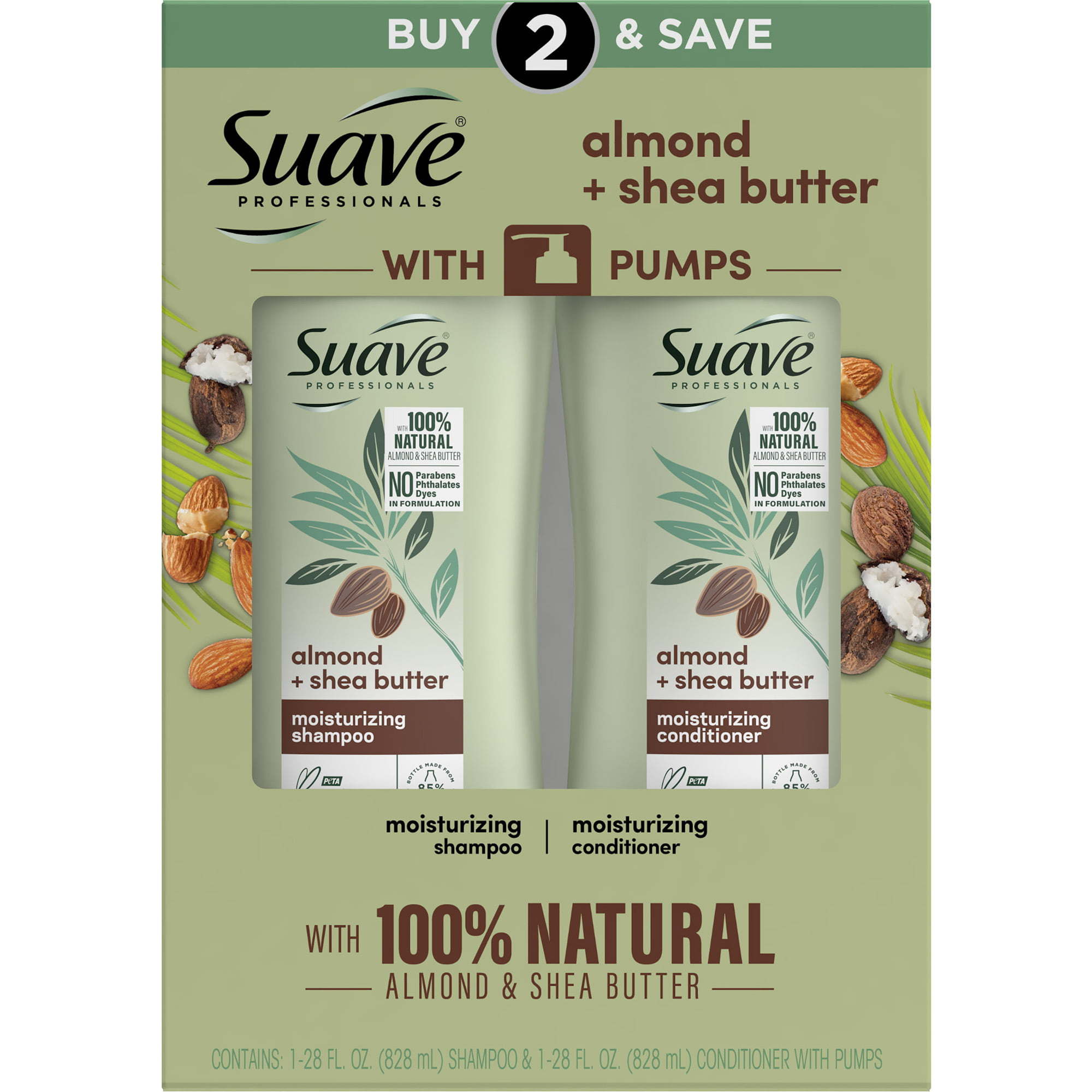 Suave Professionals Almond and Shea Butter Moisturizing Shampoo and Conditioner; 28 oz; 2 Pack