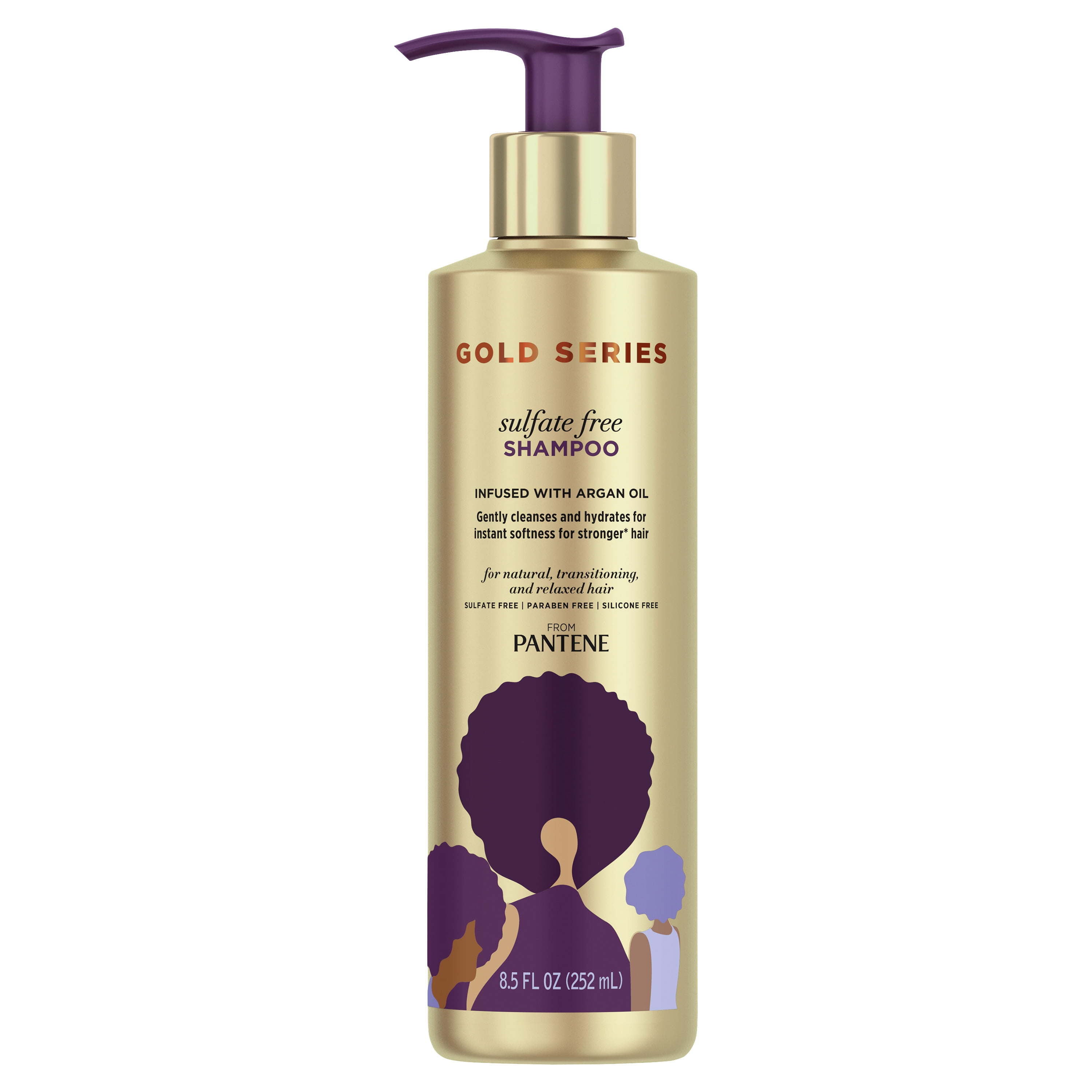 Pantene Gold Series Sulfate-Free Shampoo with Argan Oil for Curly; Coily Hair; 8.5 fl oz