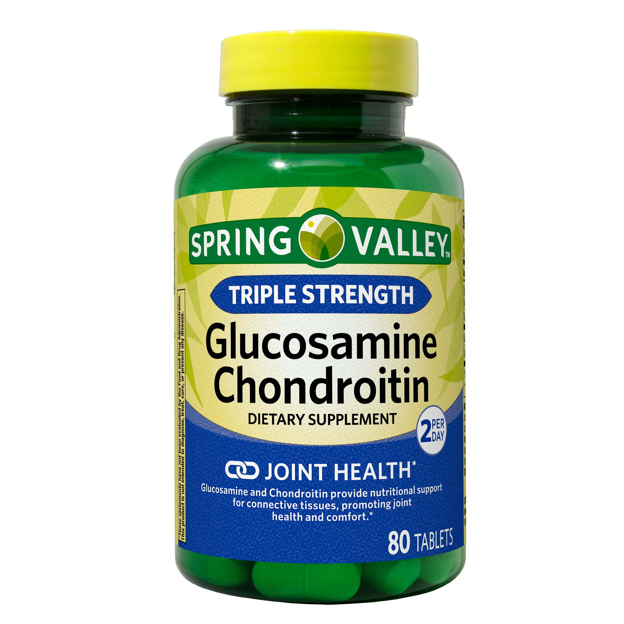 Spring Valley Triple Strength Glucosamine Chondroitin Tablets Dietary Supplement; 80 Count