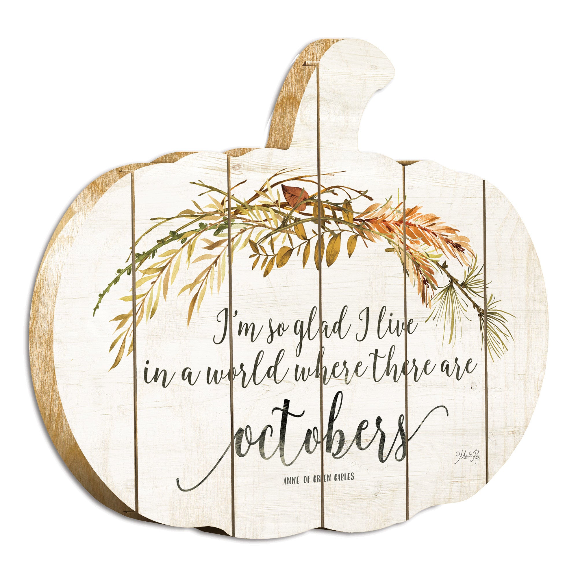 "I'm So Glad" By Artisan Marla Rae Printed on Wooden Pumpkin Wall Art