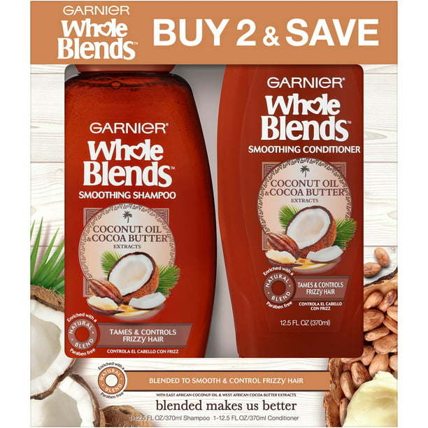 Garnier Whole Blends Smoothing Shampoo and Conditioner; For Frizzy Hair; 1 kit