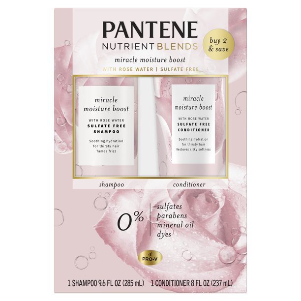 Pantene Nutrient Blends Shampoo Conditioner Set; Rose Water; 9.6 oz