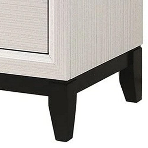58 Inch 6 Drawer Dresser, Solid Wood Frame, Subtle Lines, White, Black