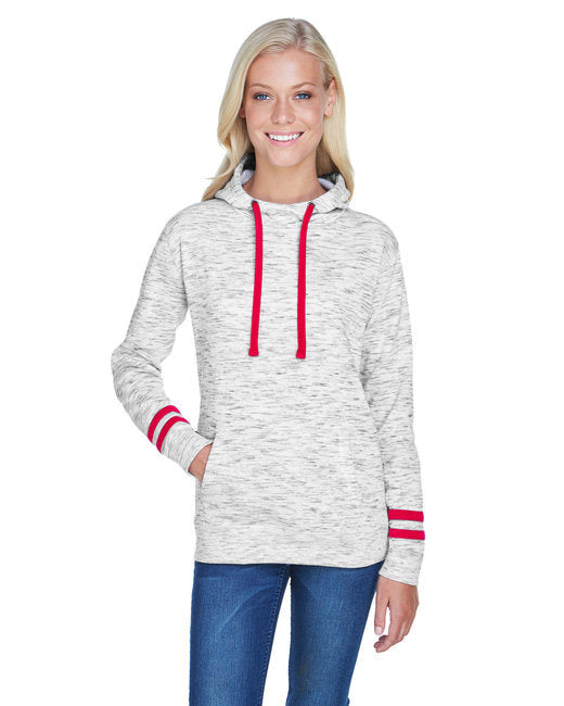 Ladies' Melange Scuba Neck Sweatshirt - WHITE/ BLACK - S