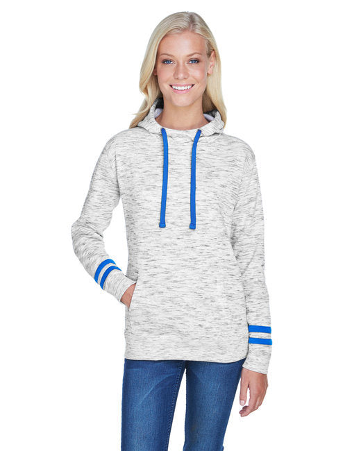 Ladies' Melange Scuba Neck Sweatshirt - WHITE/ BLACK - S