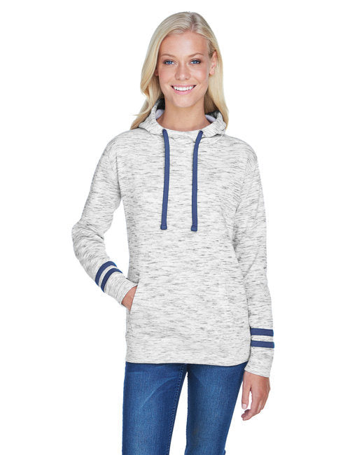 Ladies' Melange Scuba Neck Sweatshirt - WHITE/ BLACK - S