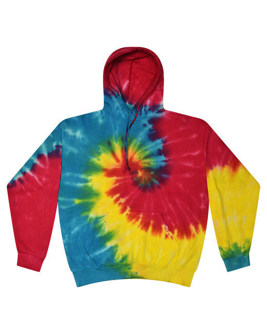 Adult Tie-Dyed Pullover Hooded Sweatshirt - SPIDER LIME - S