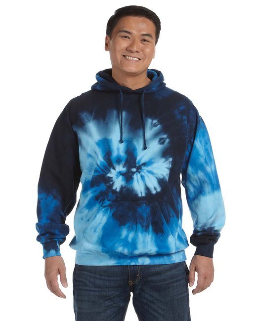 Adult Tie-Dyed Pullover Hooded Sweatshirt - SPIDER LIME - S