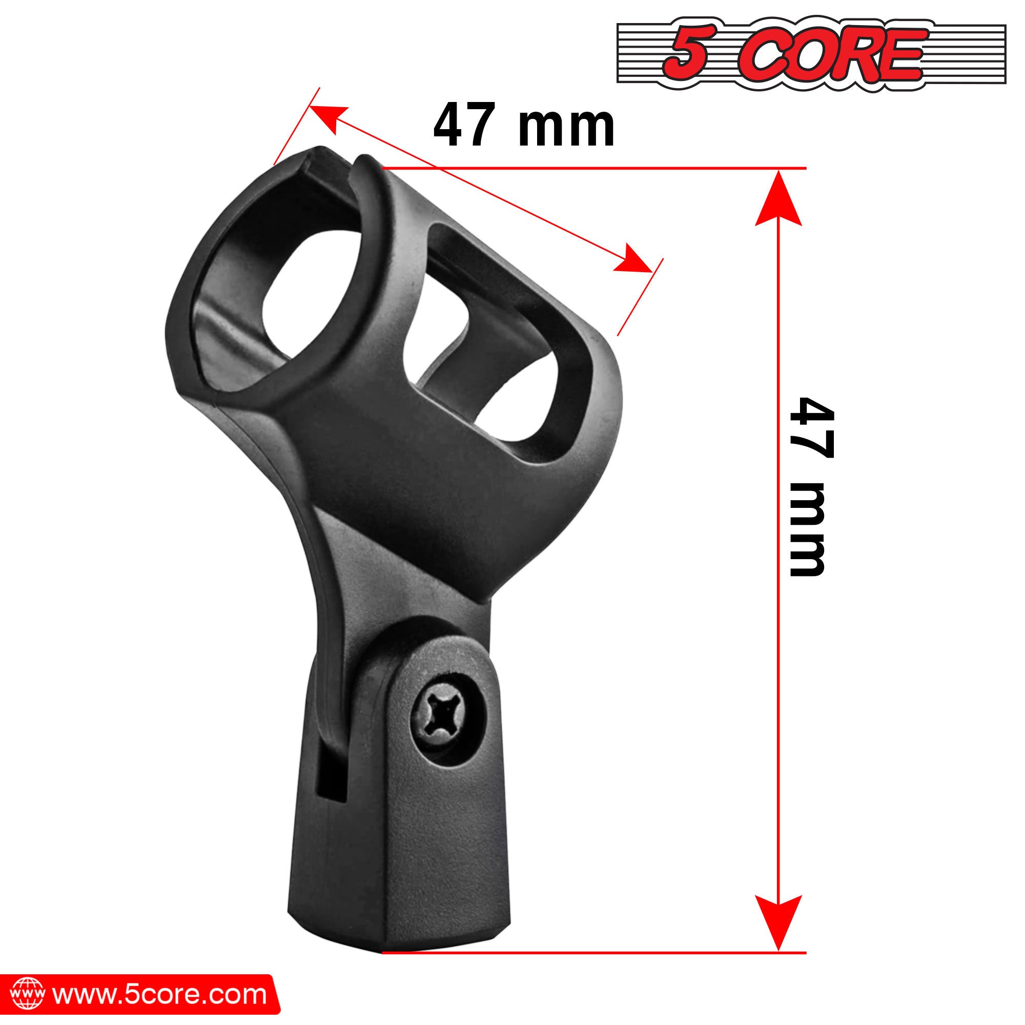 5 Core Mic Clips for Stands 2 Pieces Microphone Clip Holder Universal Adjustable with 5/8" Male to 3/8" Female Screw Adapter Suitable for Handheld Mic