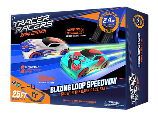 Remote Control Slot Car Race Track Set Glow-in-the-Dark 3 Track Lengths