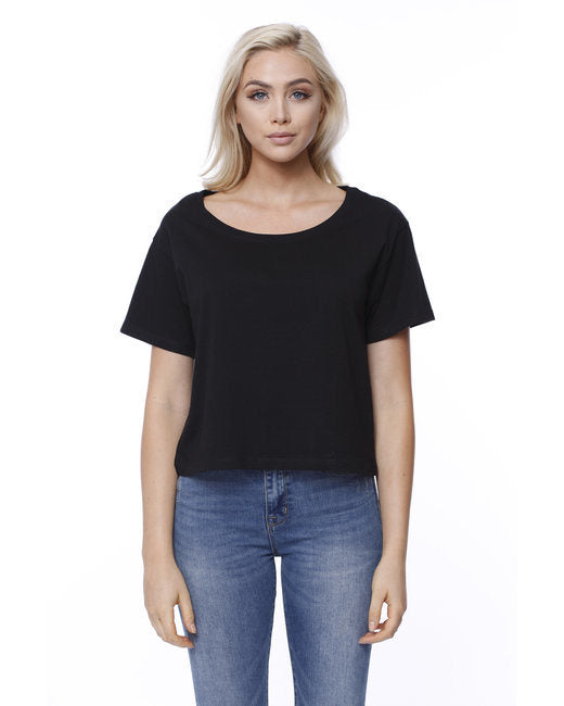 Ladies' Cotton Boxy T-Shirt - BLACK - XS