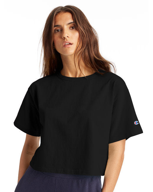 Ladies' Cropped Heritage T-Shirt - BLACK - XS
