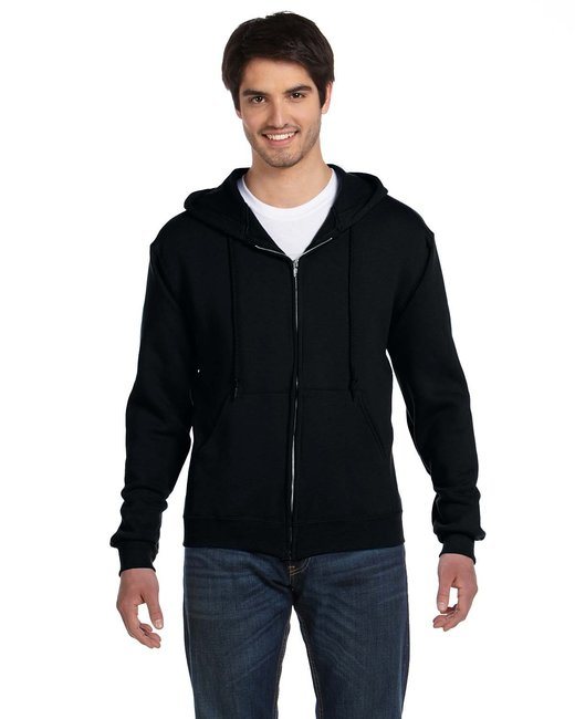 Adult Supercotton™ Full-Zip Hooded Sweatshirt - BLACK - S