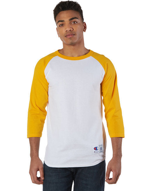 Adult Raglan T-Shirt - WHITE/ BLACK - S