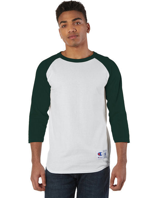 Adult Raglan T-Shirt - WHITE/ BLACK - S