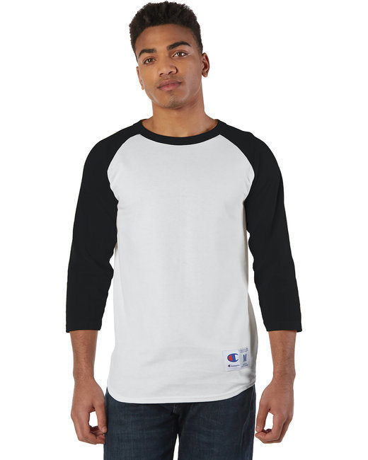 Adult Raglan T-Shirt - WHITE/ BLACK - S
