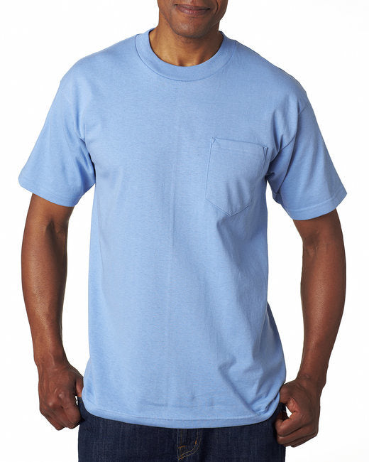Adult 6.1 oz.; 100% Cotton Pocket T-Shirt - ASH - S