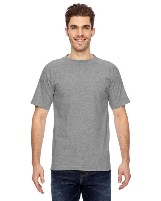 Adult 6.1 oz.; 100% Cotton Pocket T-Shirt - ASH - S