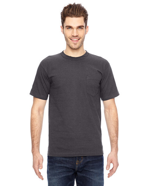 Adult 6.1 oz.; 100% Cotton Pocket T-Shirt - ASH - S