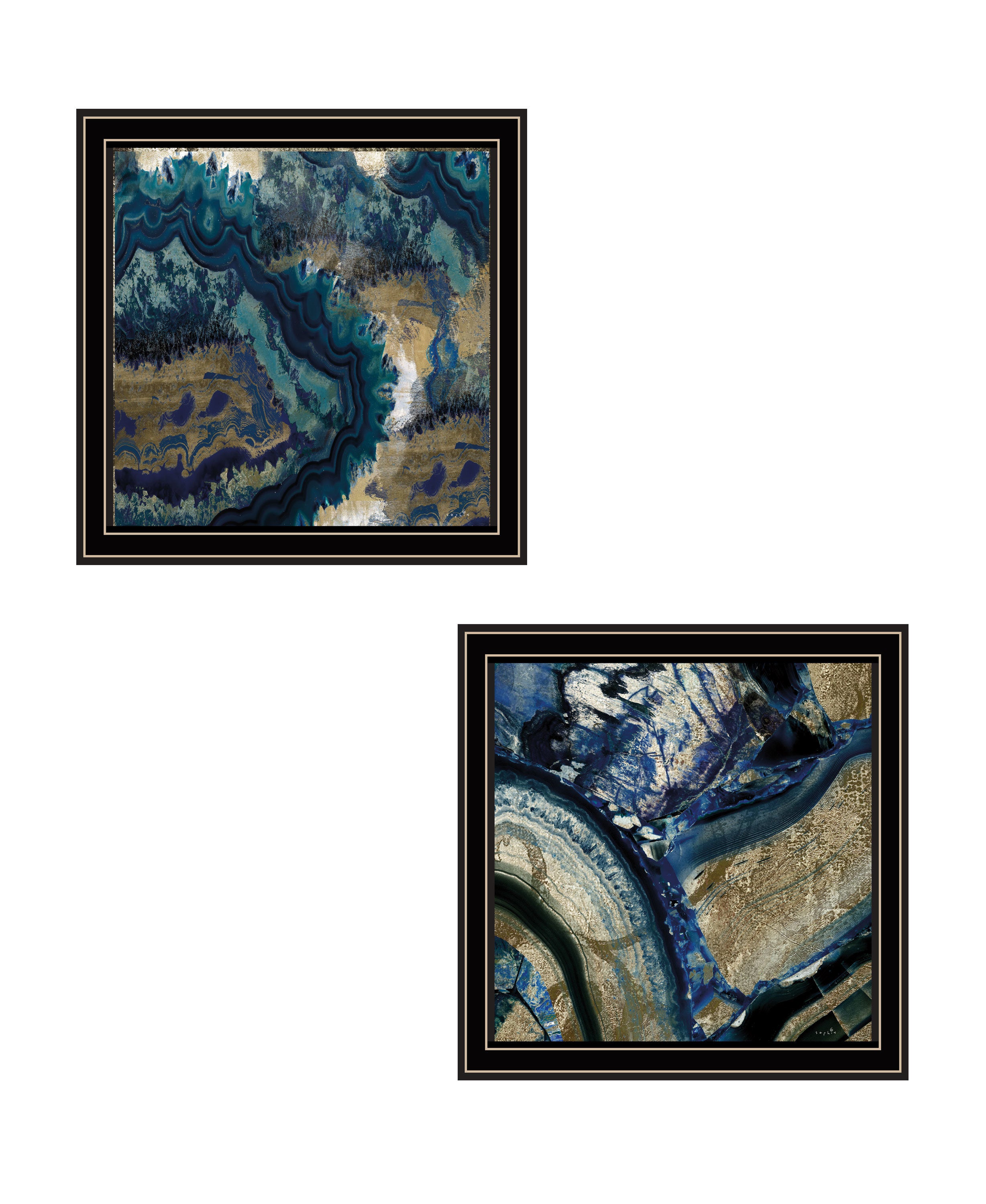 "Geode Reef Pleasure 2-Piece Vignette by Sophie 6, Ready to Hang Framed Print, Black Frame