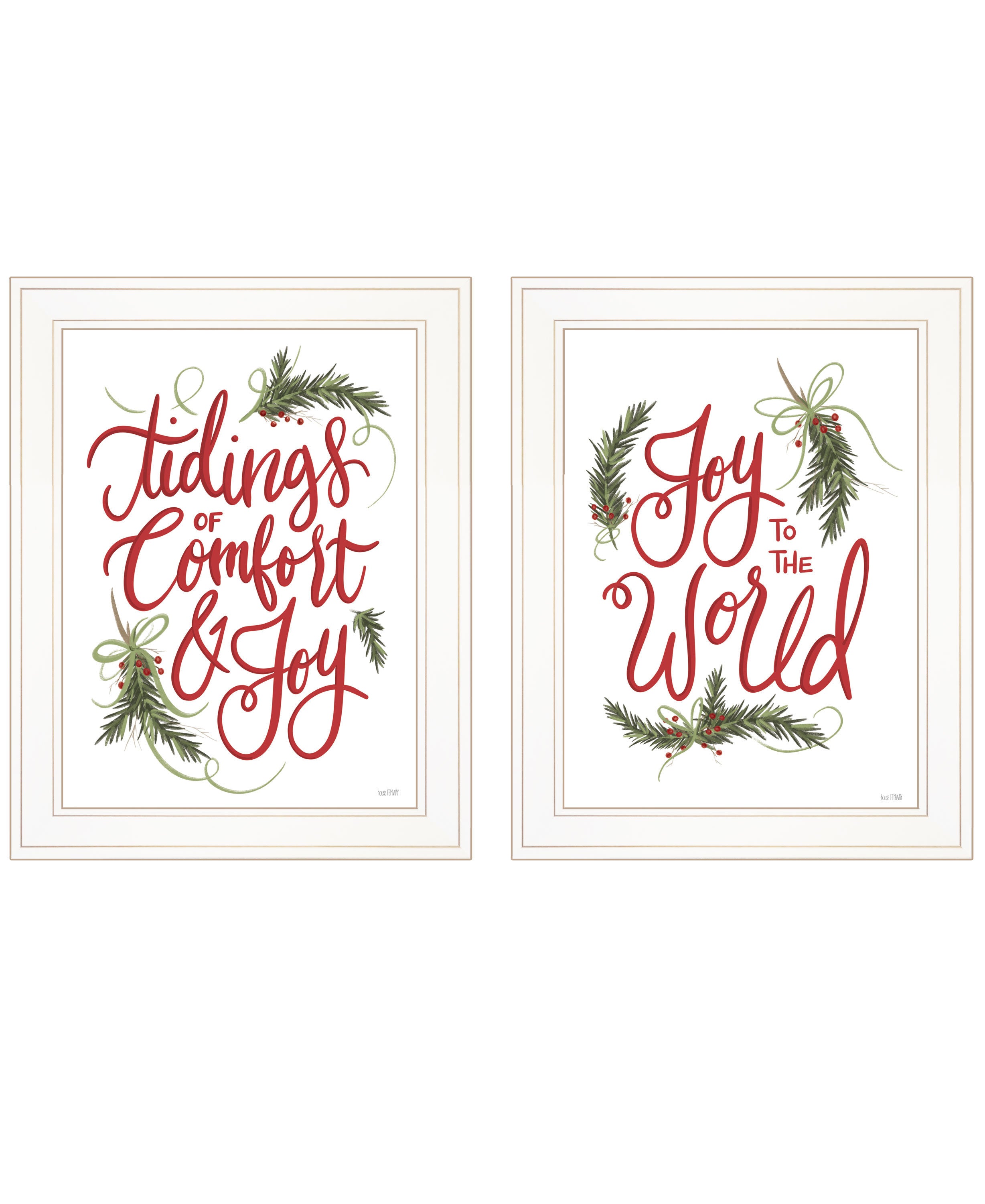 "Good Tidings and Joy 3-Piece Vignette is by Artisan House Fenway, Ready to Hang Framed Print, White Frame