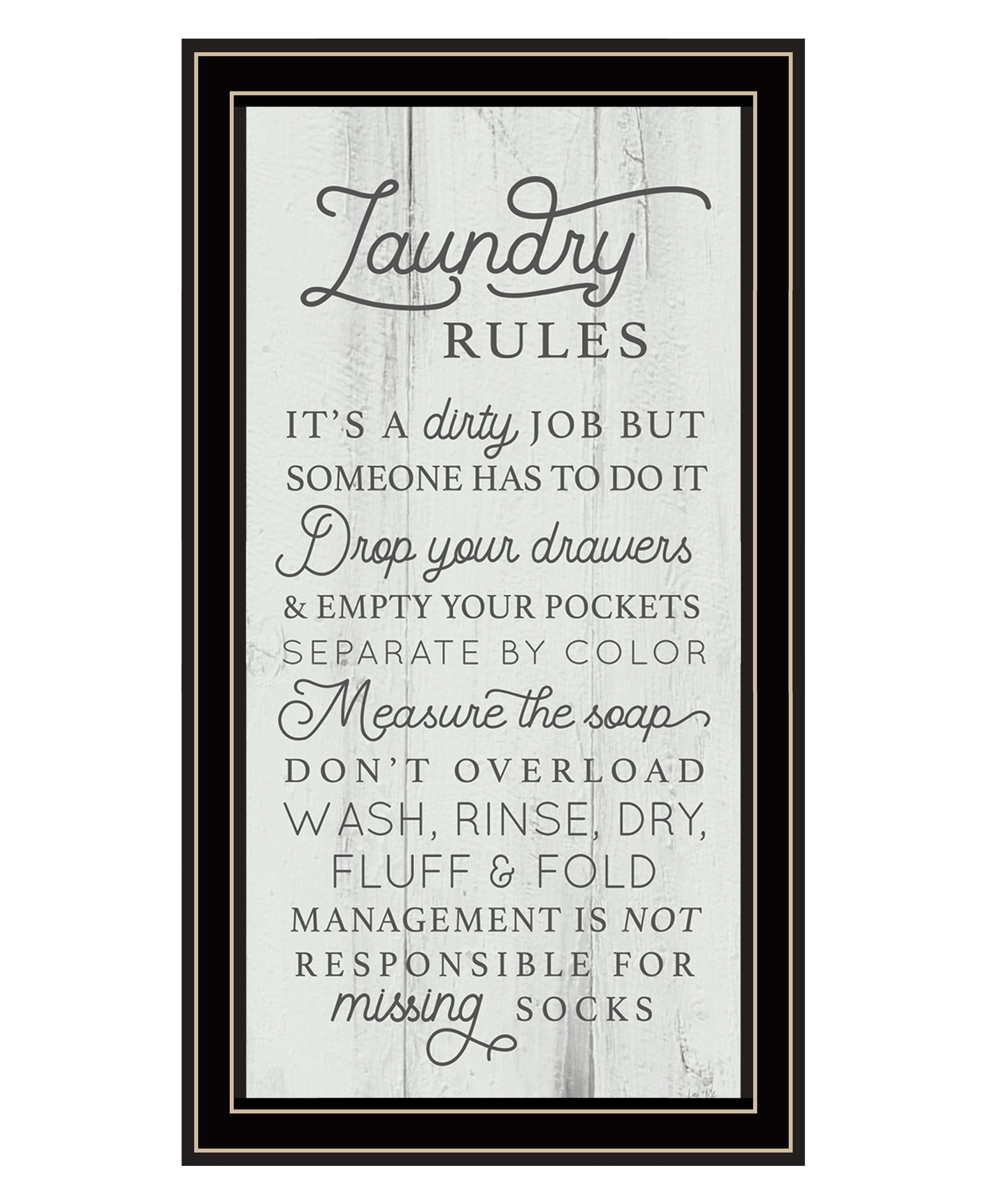 "Laundry Rules" by Lux+ Me Designs, Ready to Hang Framed Print, Black Frame