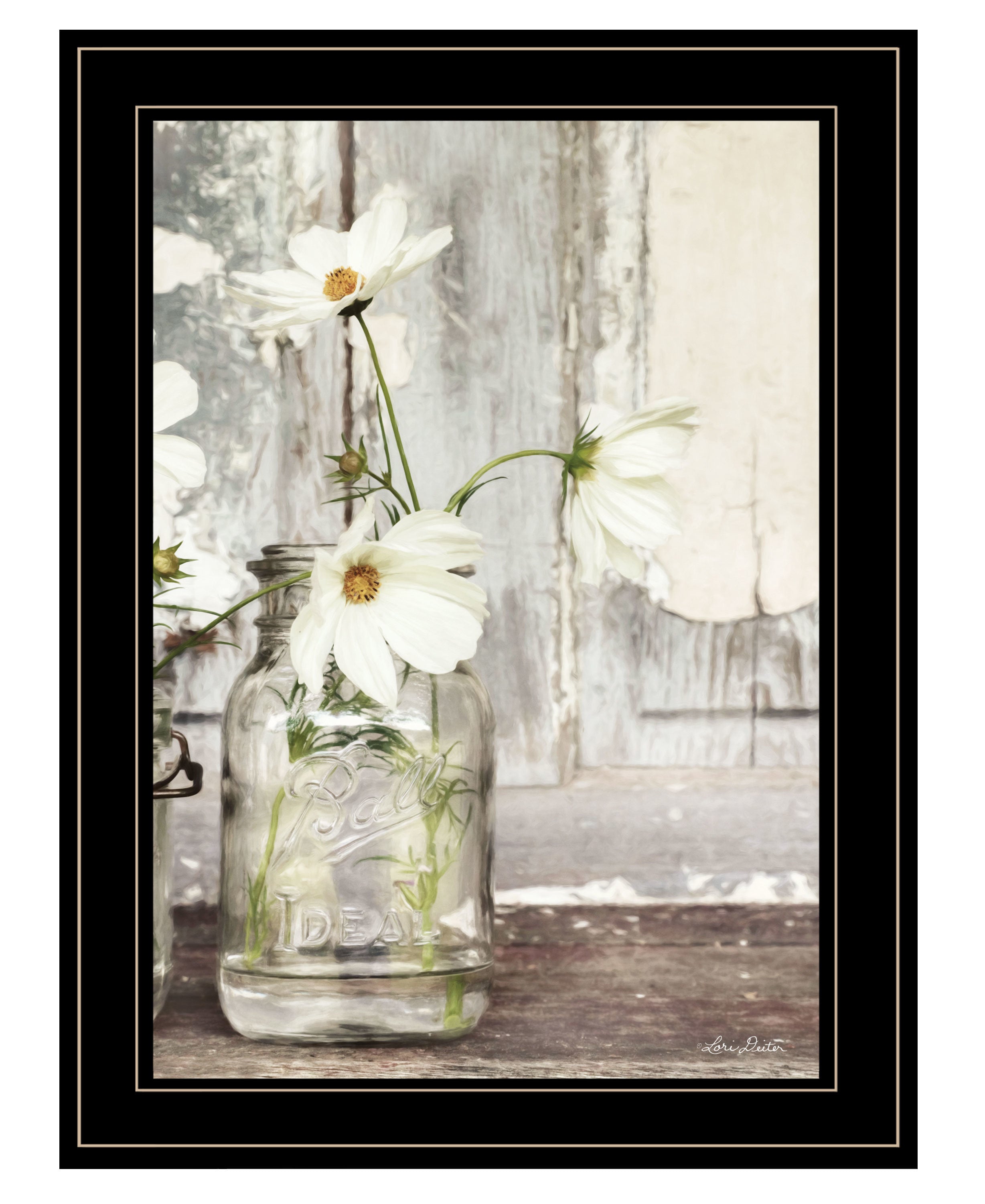 "White Blossoms" by Lori Deiter, Ready to Hang Framed Print, Black Frame