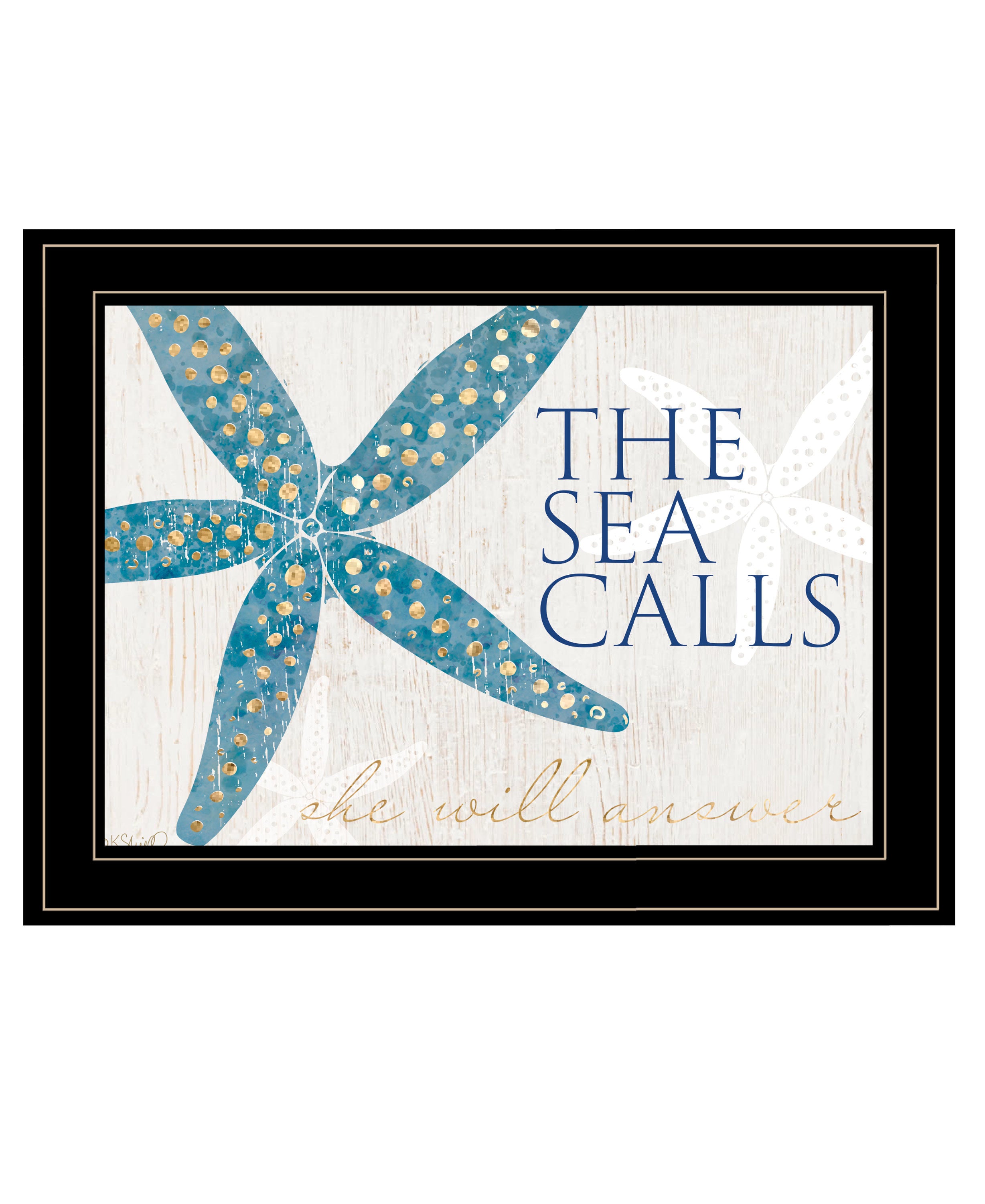 "The Sea Calls" by Kate Sherrill, Ready to Hang Framed Print, Black Frame