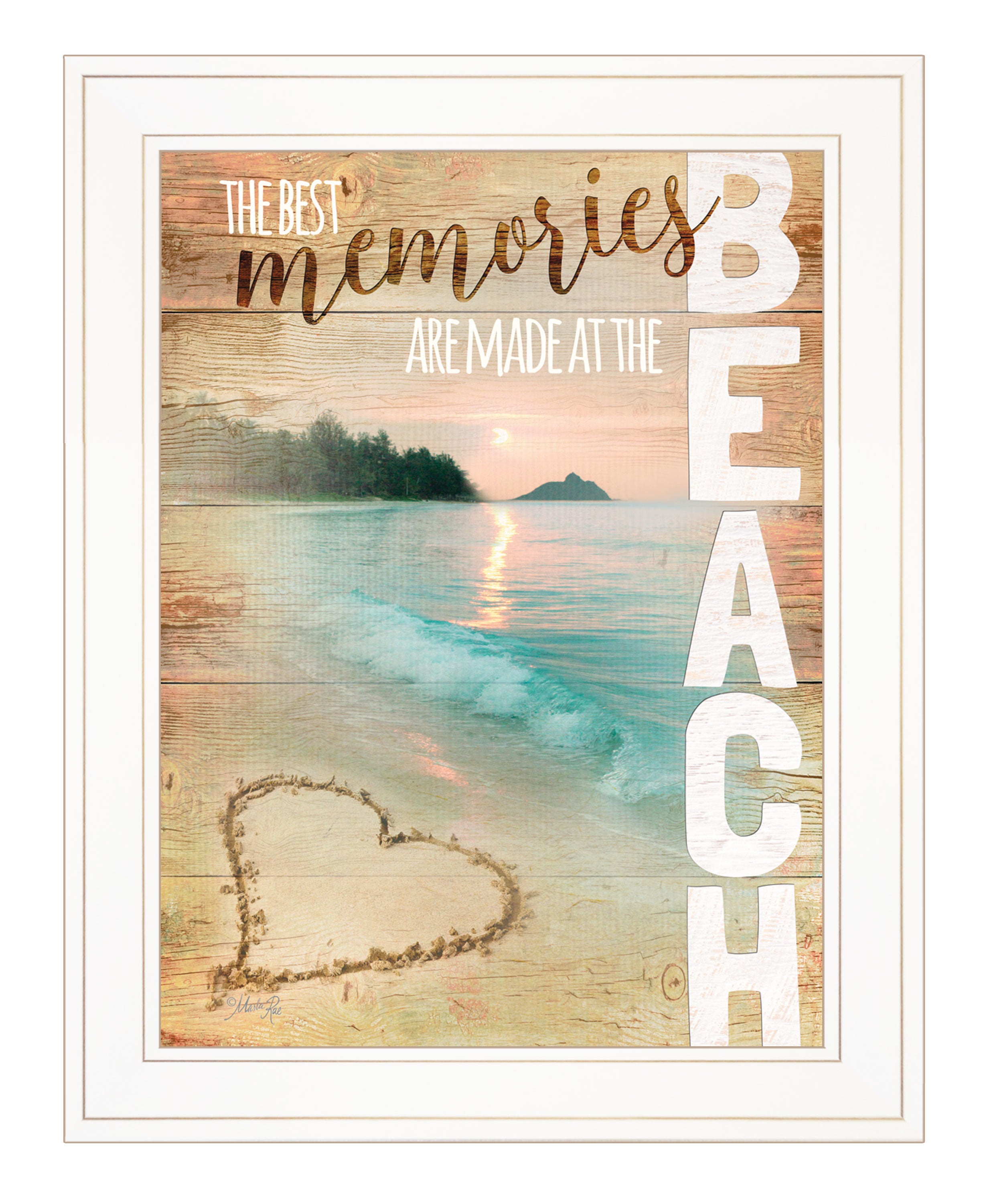 "Beach Memories" by Marla Rae, Ready to Hang Framed Print, White Frame