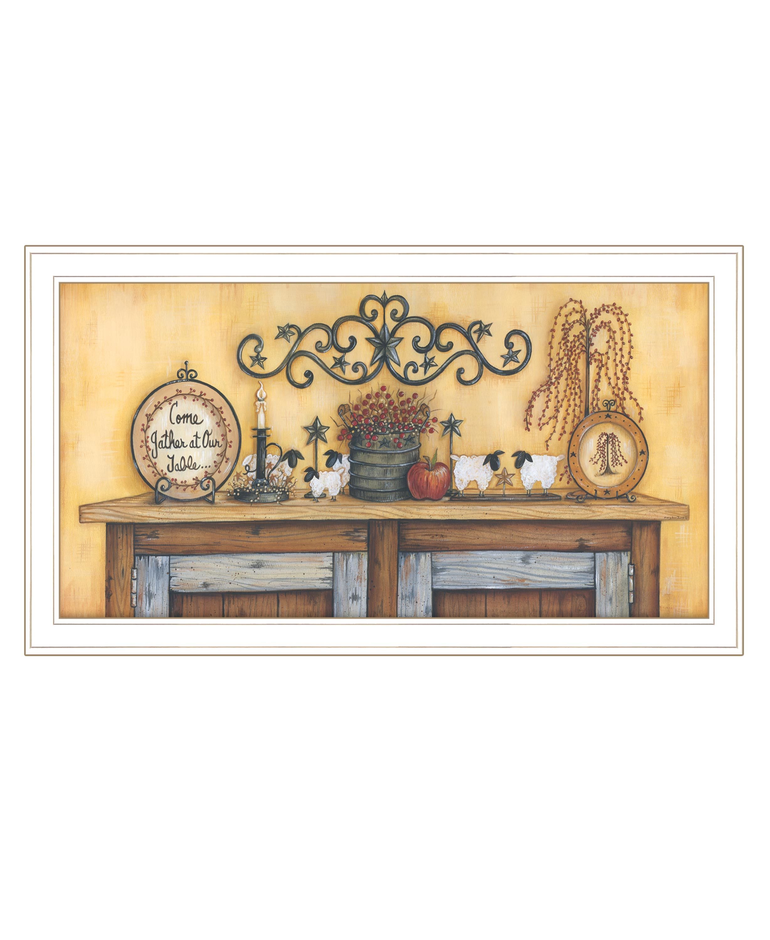 "Come Gather at Our Table" by Mary Ann June, Ready to Hang Framed Print, White Frame