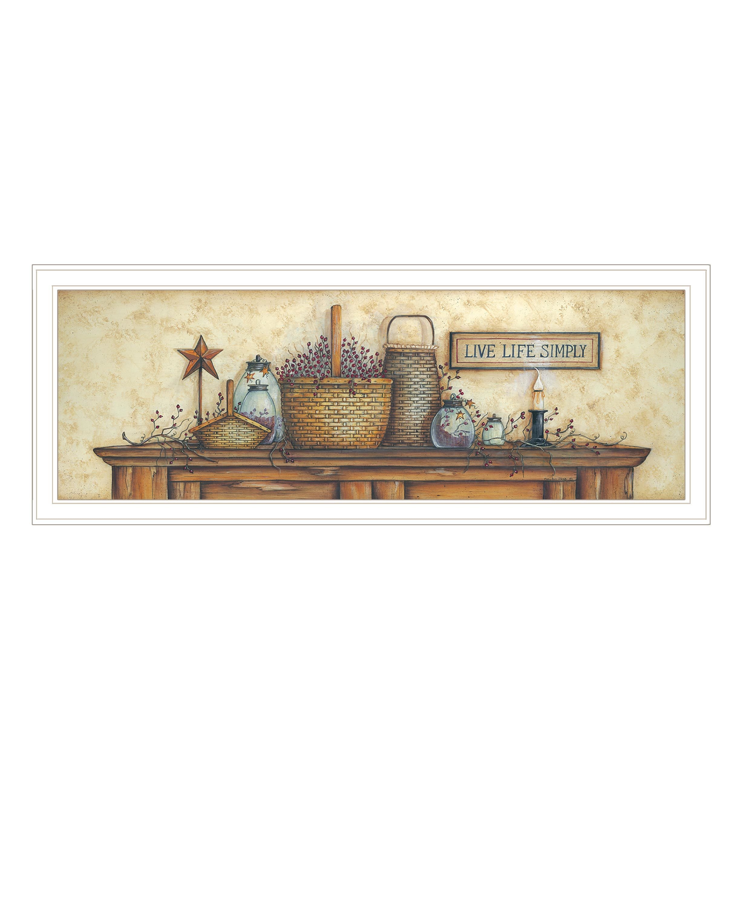 "Live Life Simple" by Mary Ann June, Ready to Hang Framed Print, White Frame