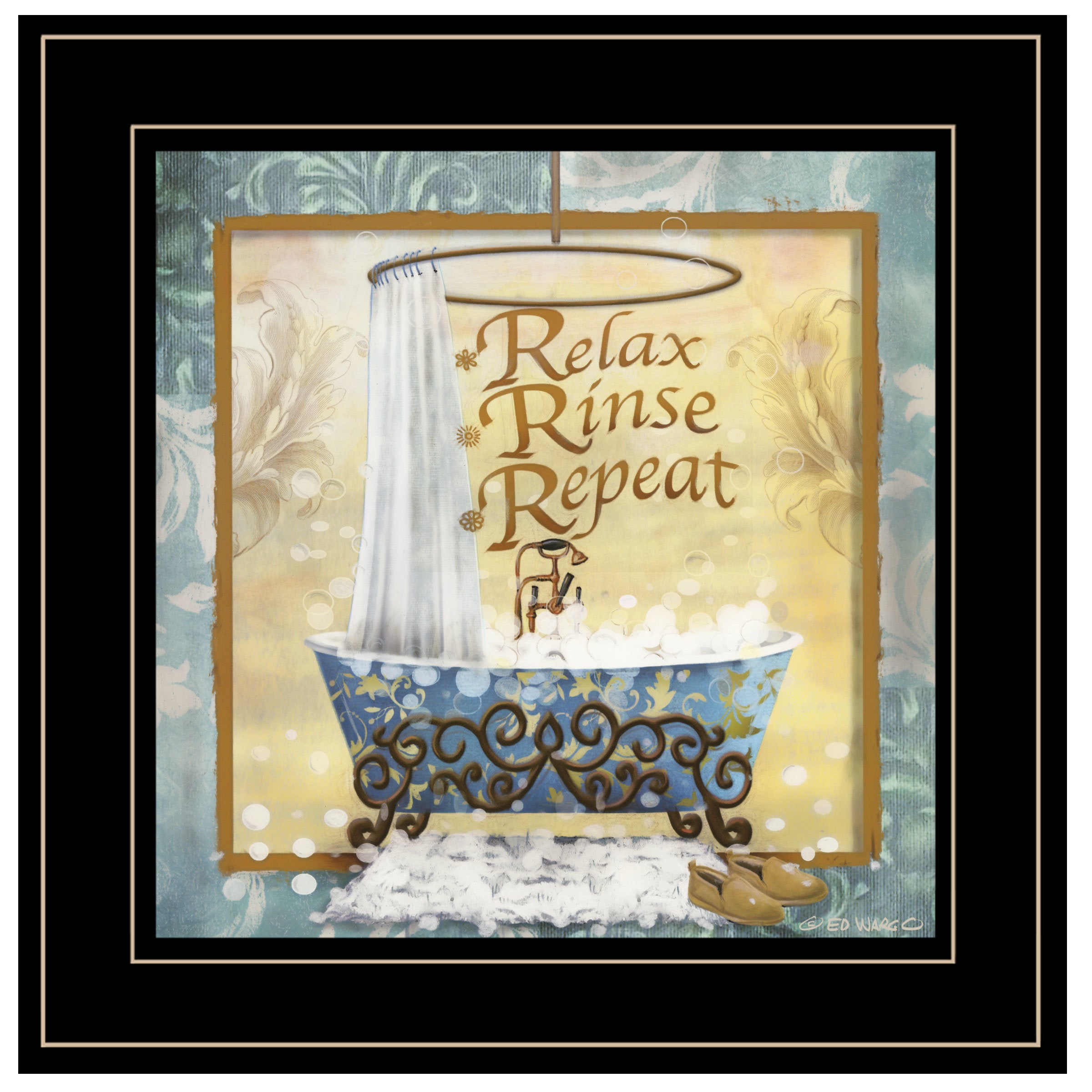 "Relax, Rinse, Repeat" By Ed Wargo, Ready to Hang Framed Print, Black Frame