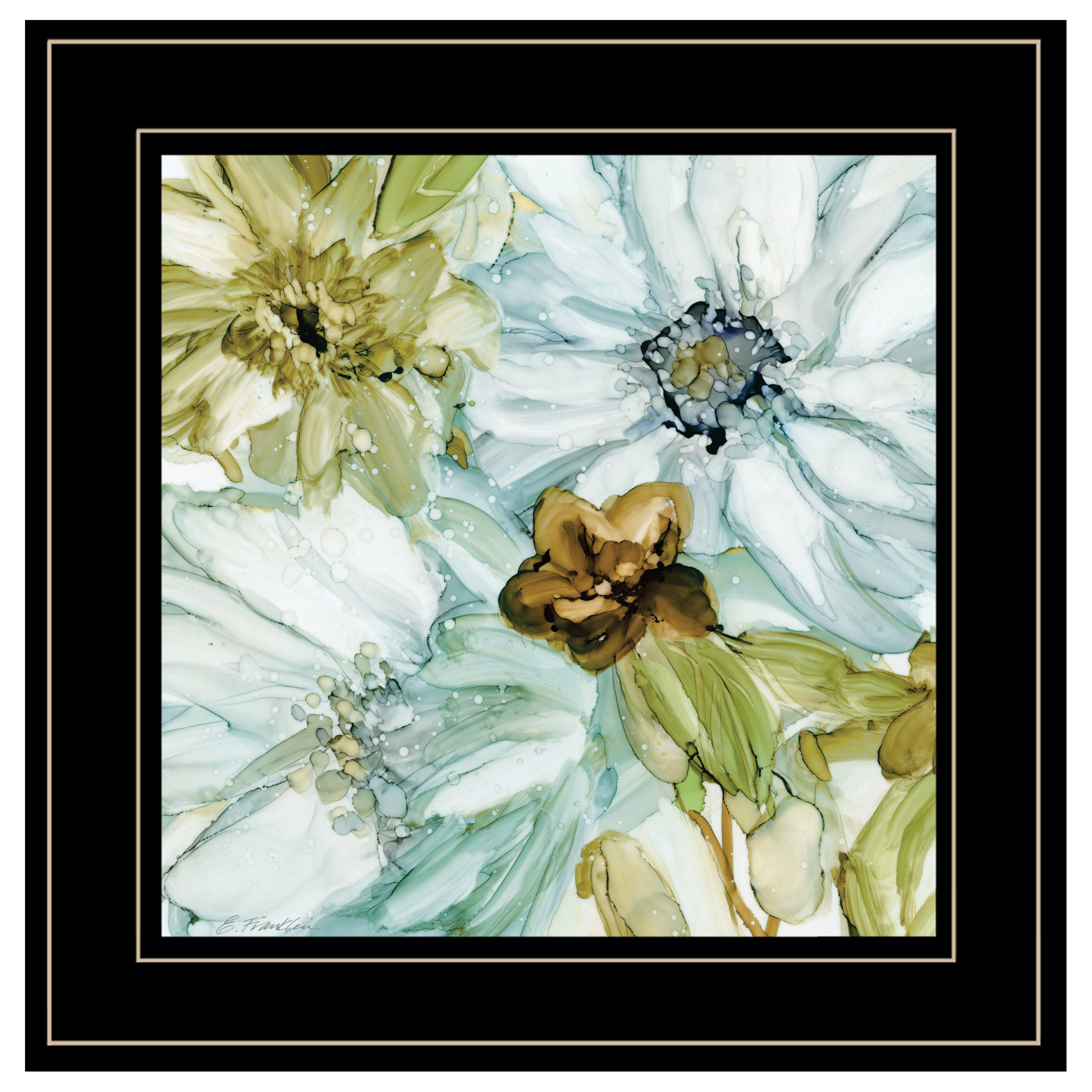 "Sea glass Garden I" By JG Studios, Ready to Hang Framed Print, Black Frame