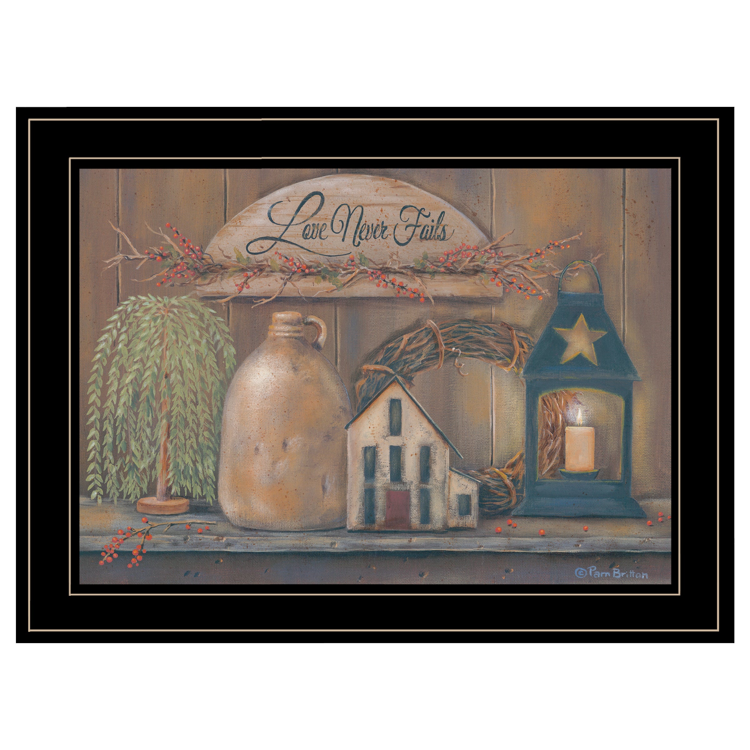 "Love Never Fails" By Pam Britton, Ready to Hang Framed Print, Black Frame