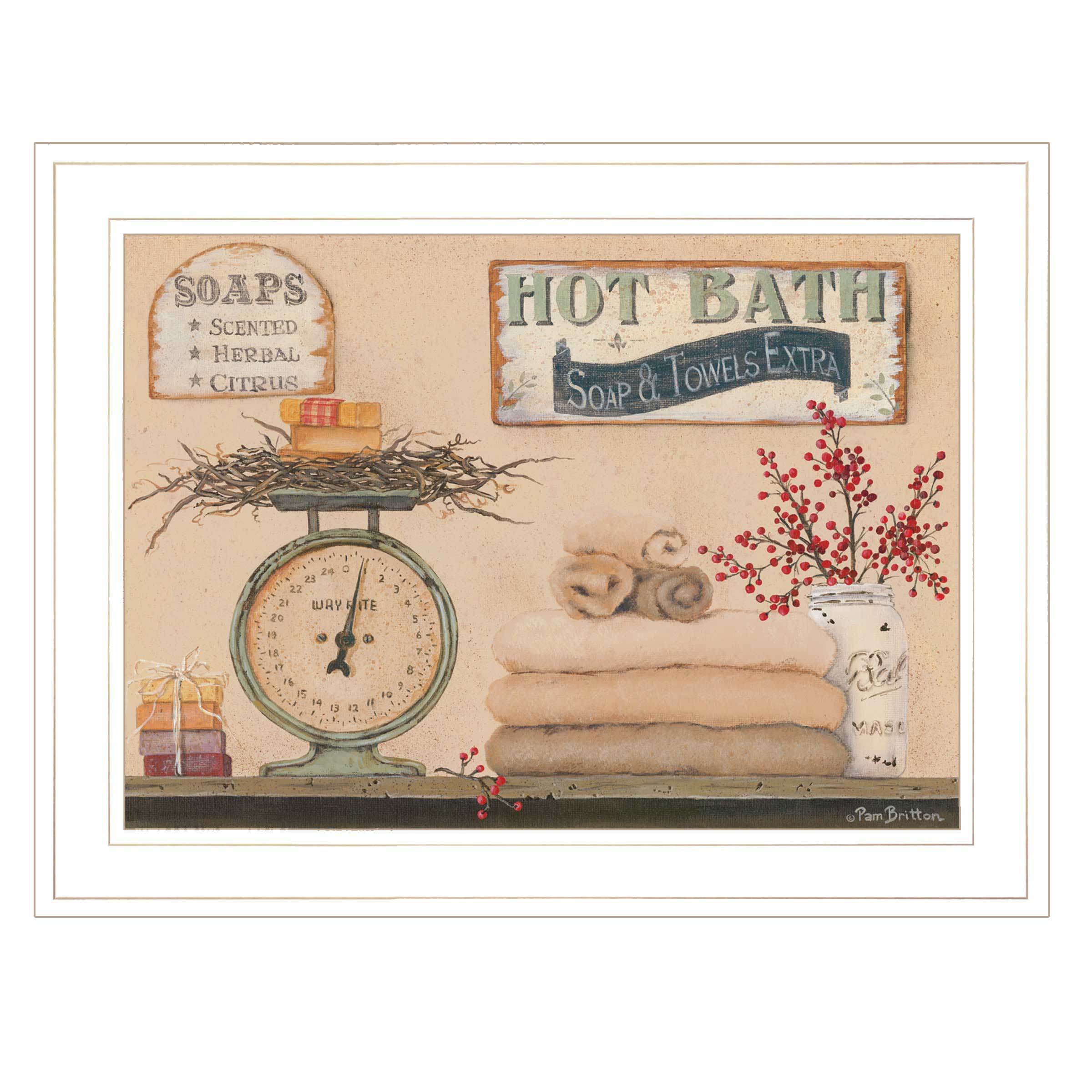 "Hot Bath" By Pam Britton, Ready to Hang Framed Print, White Frame