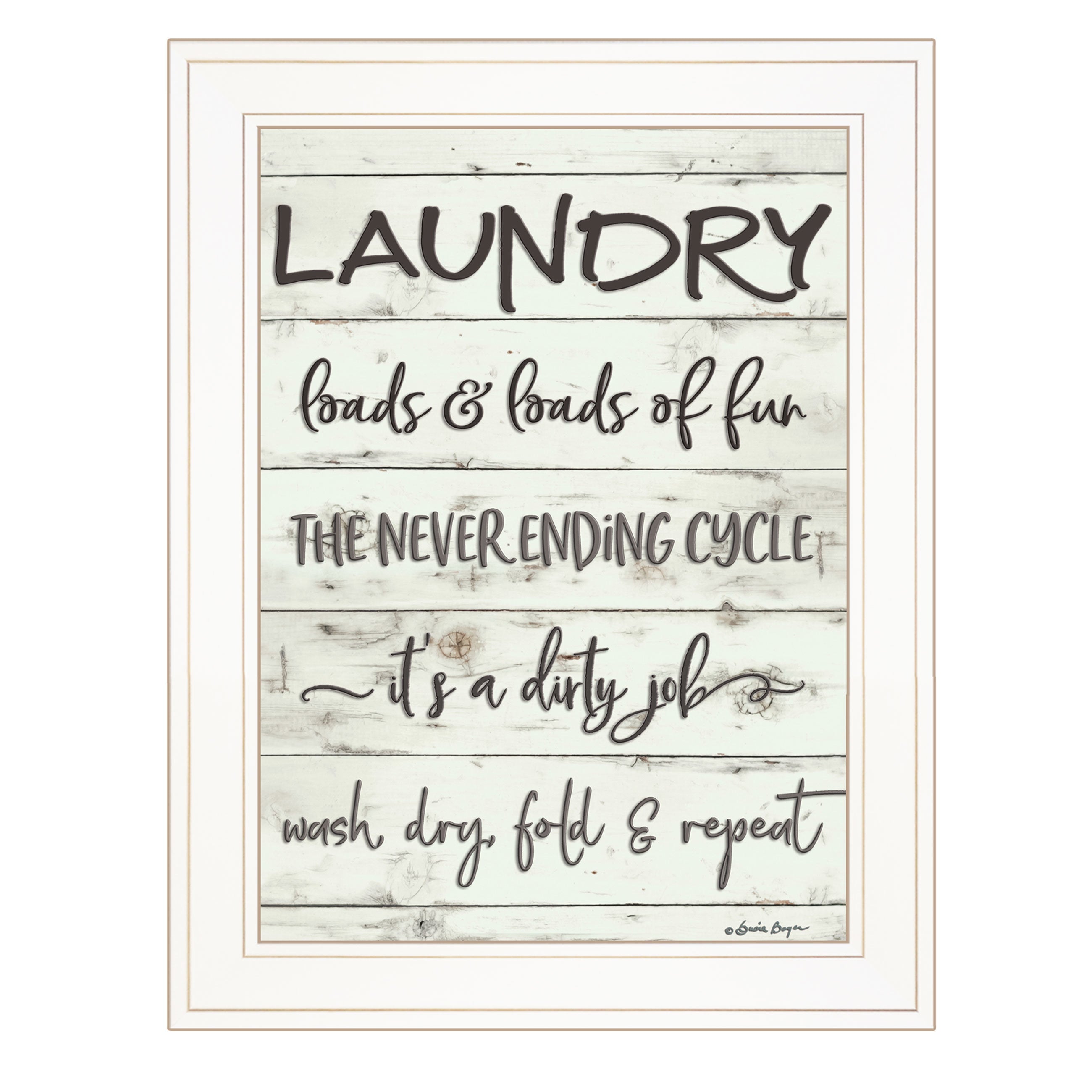 "Laundry" By Susie Boyer, Ready to Hang Framed Print, White Frame