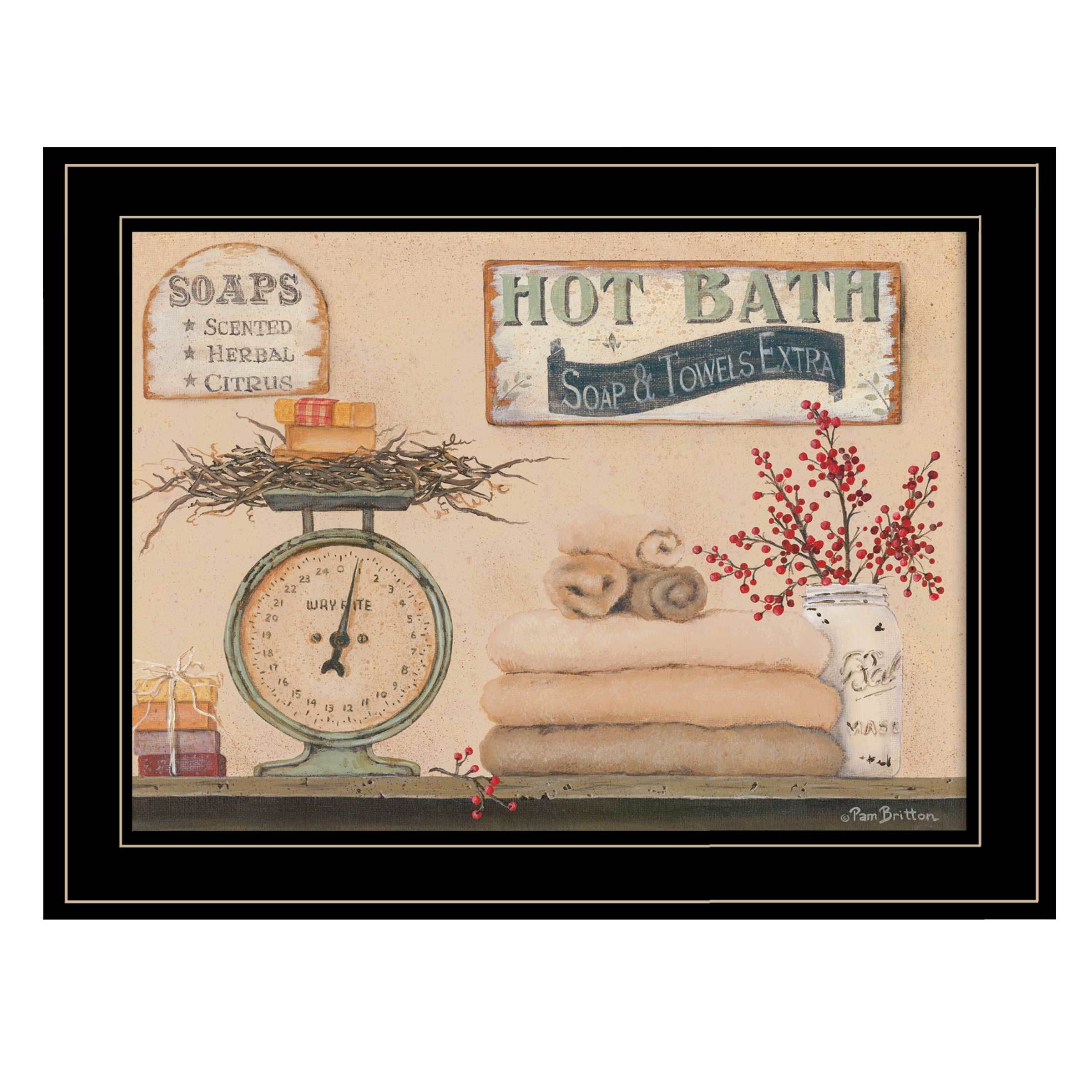 "Hot Bath" By Pam Britton, Ready to Hang Framed Print, Black Frame