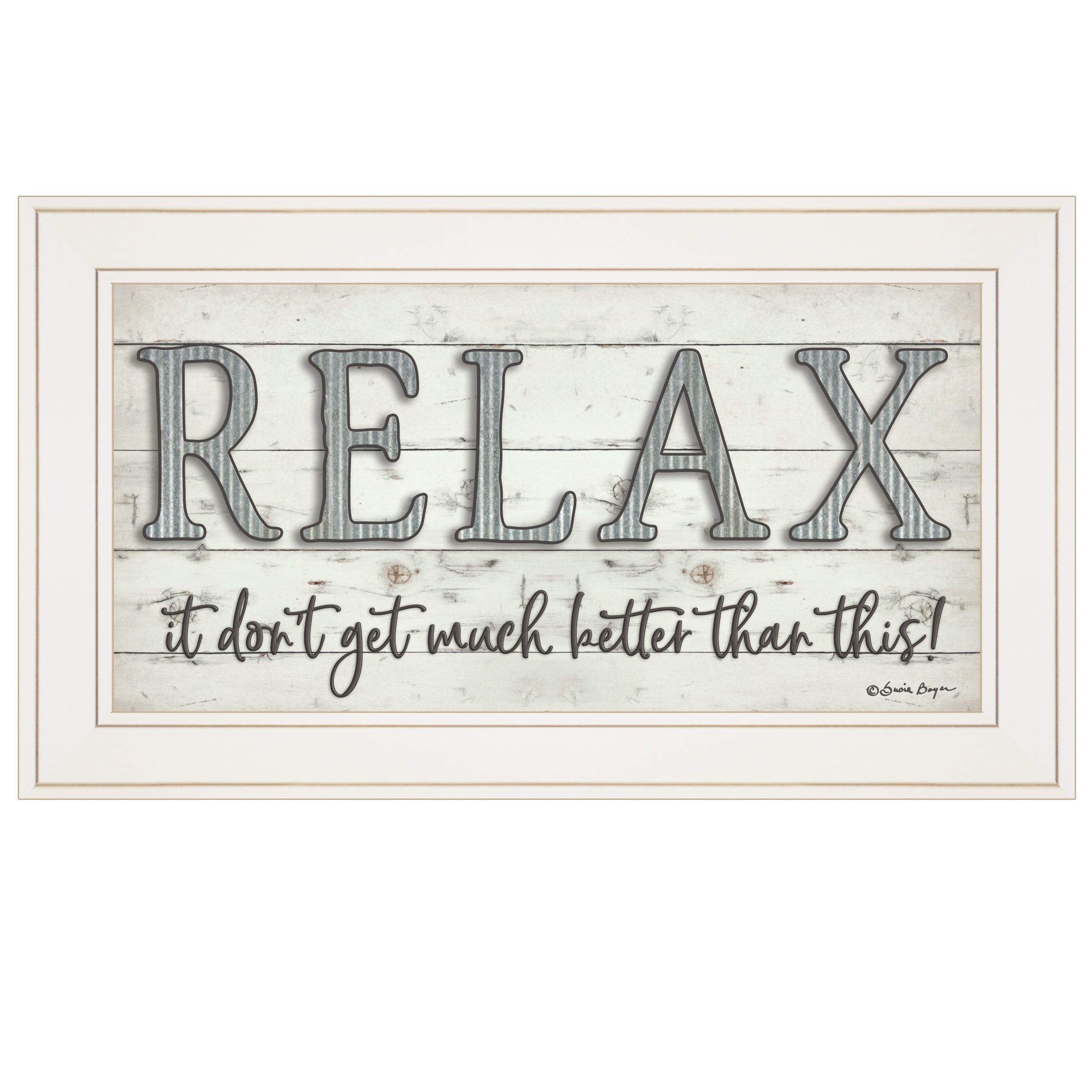 "Relax" By Susie Boyer, Ready to Hang Framed Print, White Frame