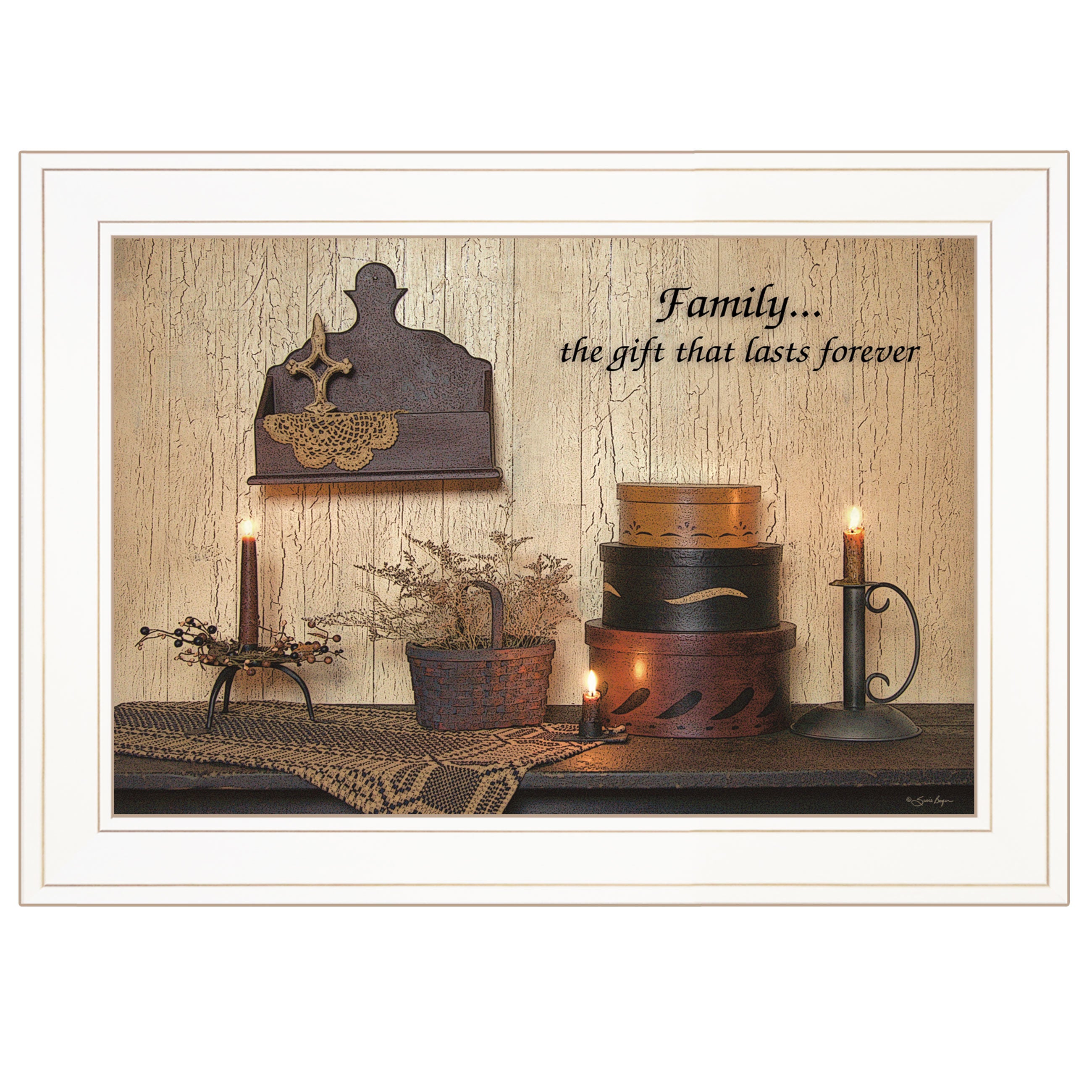 "Forever Family" By Susie Boyer, Ready to Hang Framed Print, White Frame