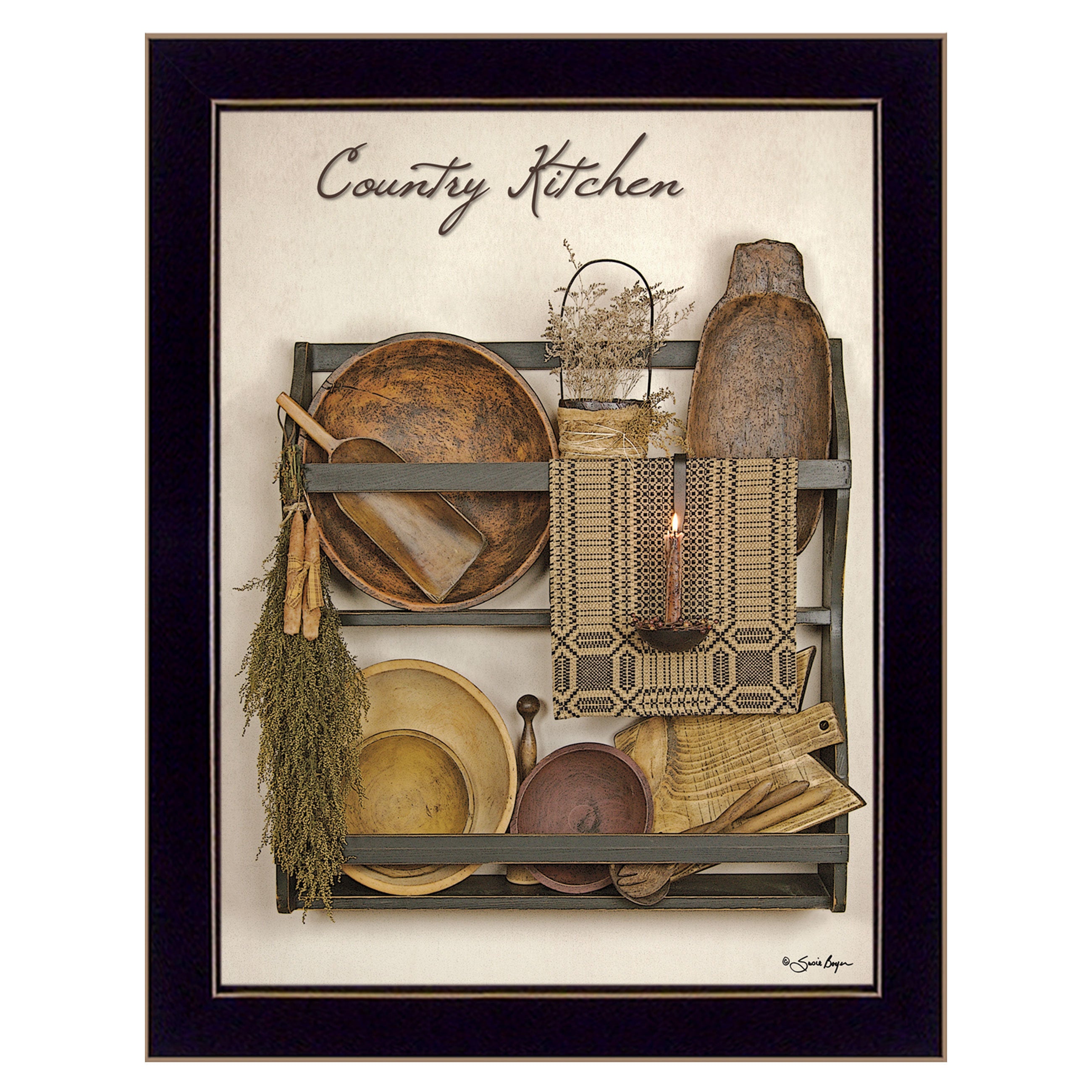 "Country Kitchen" By Susie Boyer, Ready to Hang Framed Print, Black Frame