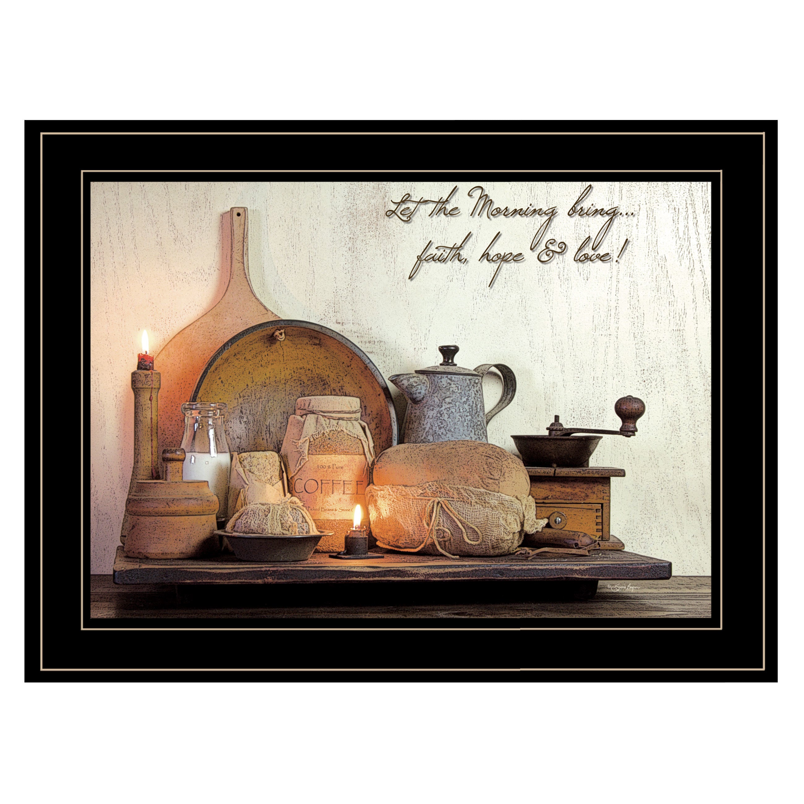 "Faith, Hope, & Love" By Susie Boyer, Ready to Hang Framed Print, Black Frame