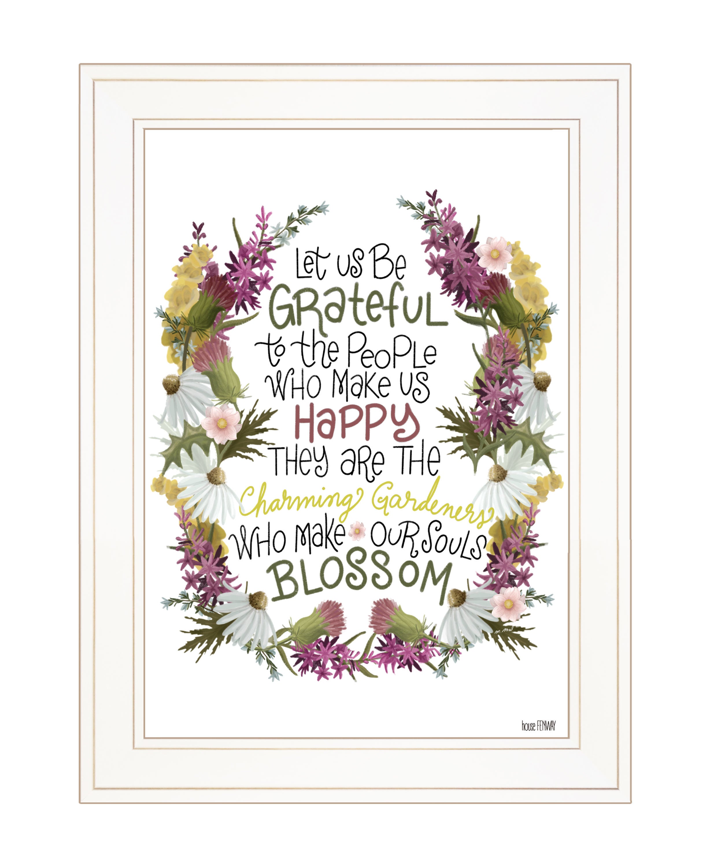 "Charming Garden" by House Fenway, Ready to Hang Framed Print, White Frame