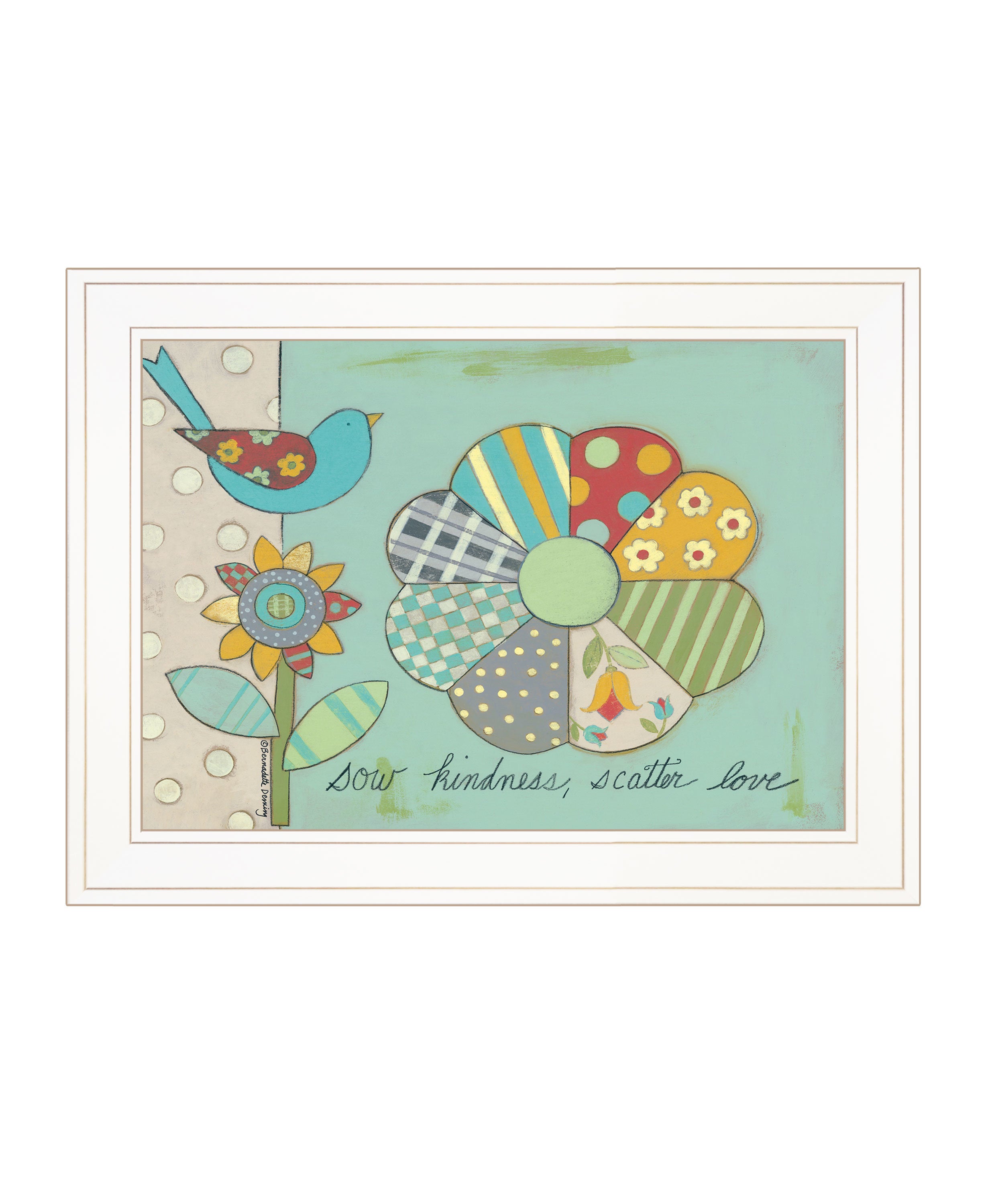 "Sow Kindness, Scatter Love" by Bernadette Deming, Ready to Hang Framed Print, White Frame