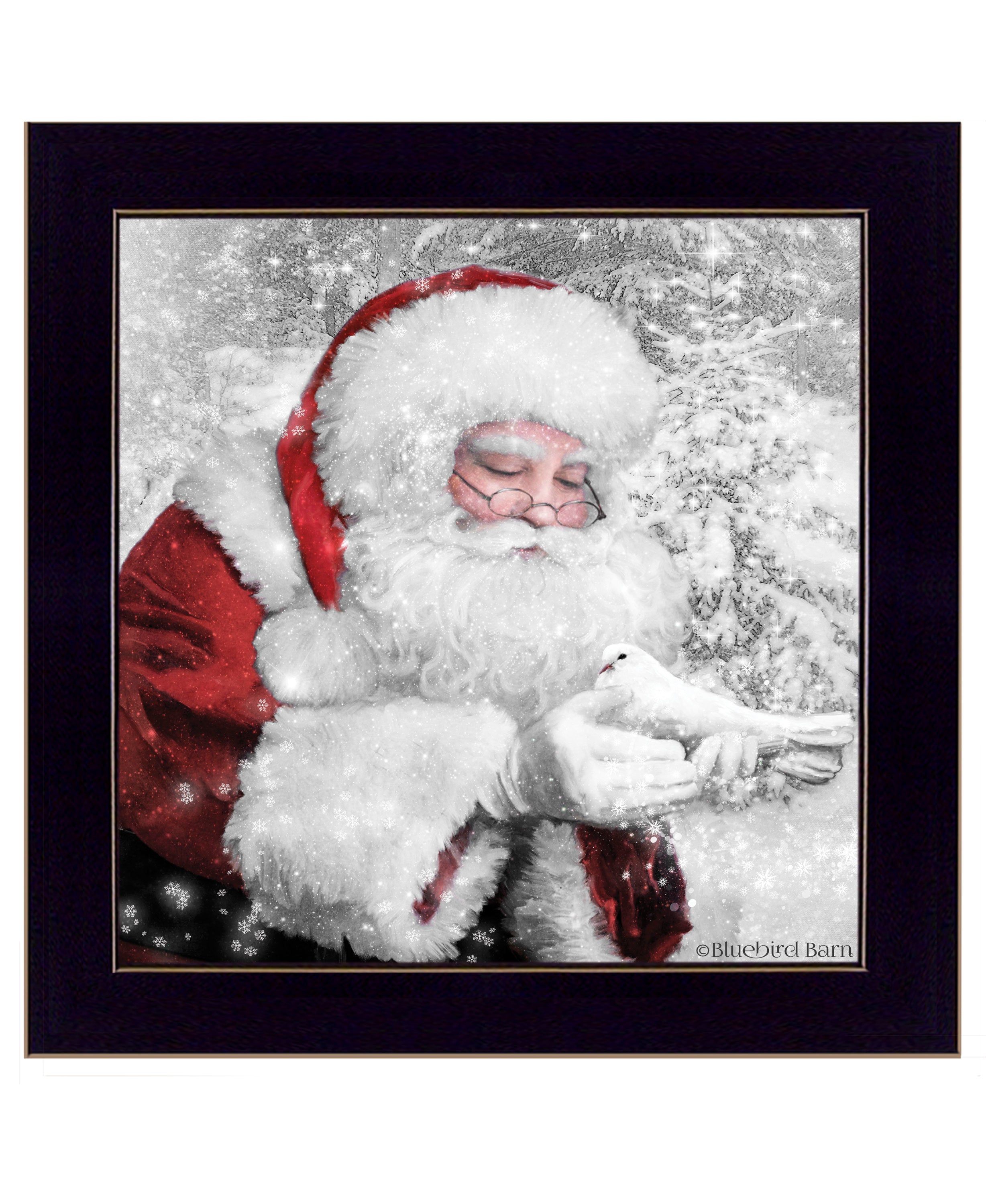 "Santa's Little Friends" by Bluebird Barn, Ready to Hang Framed Print, Black Frame