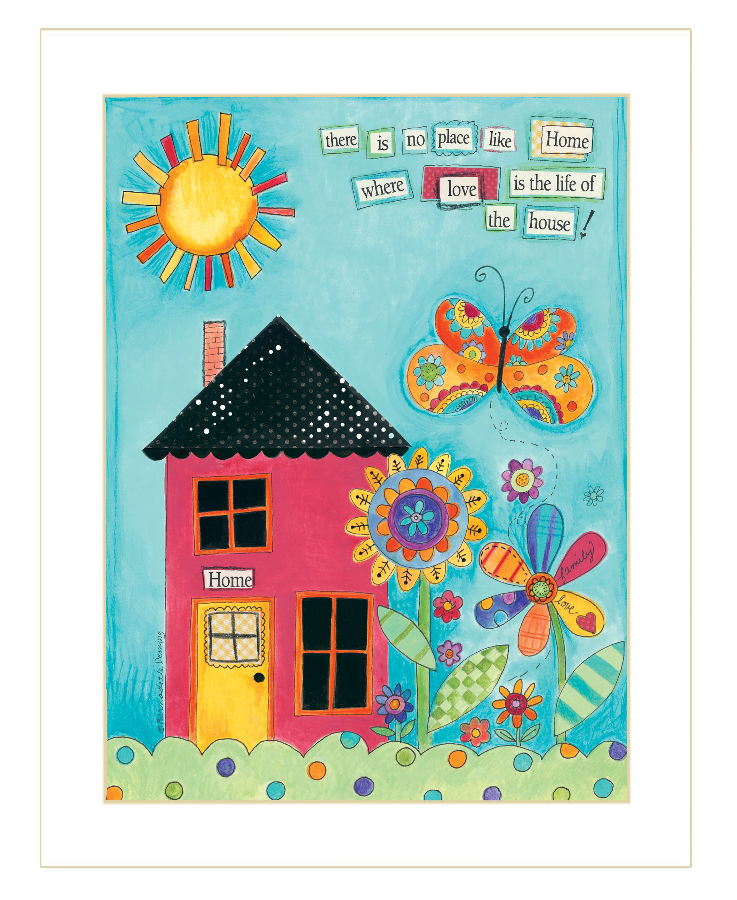 "No Place Like Home" by Bernadette Deming, Ready to Hang Framed Print, White Frame