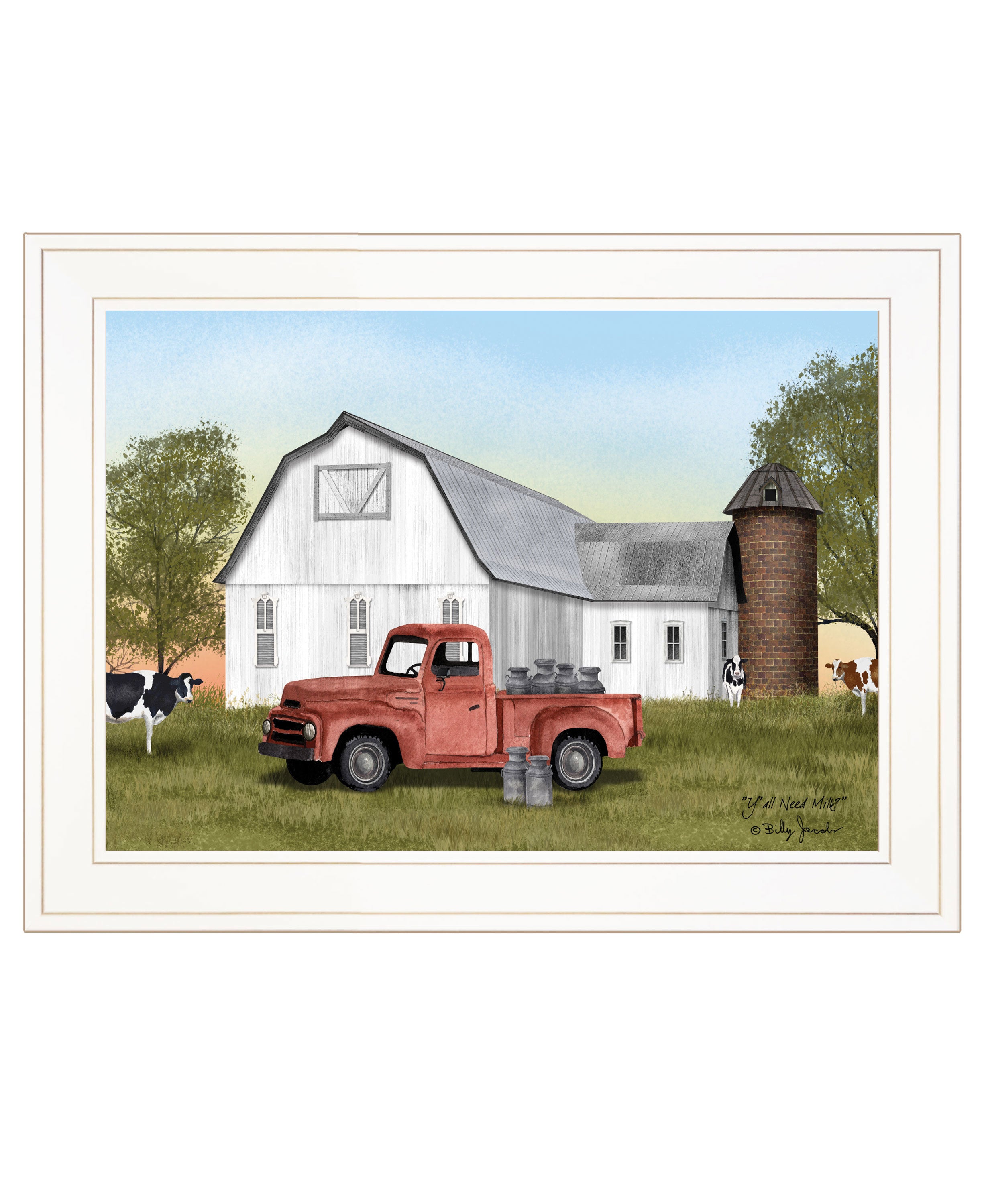 "Y'All Need Milk?" by Billy Jacobs, Ready to Hang Framed Print, White Frame