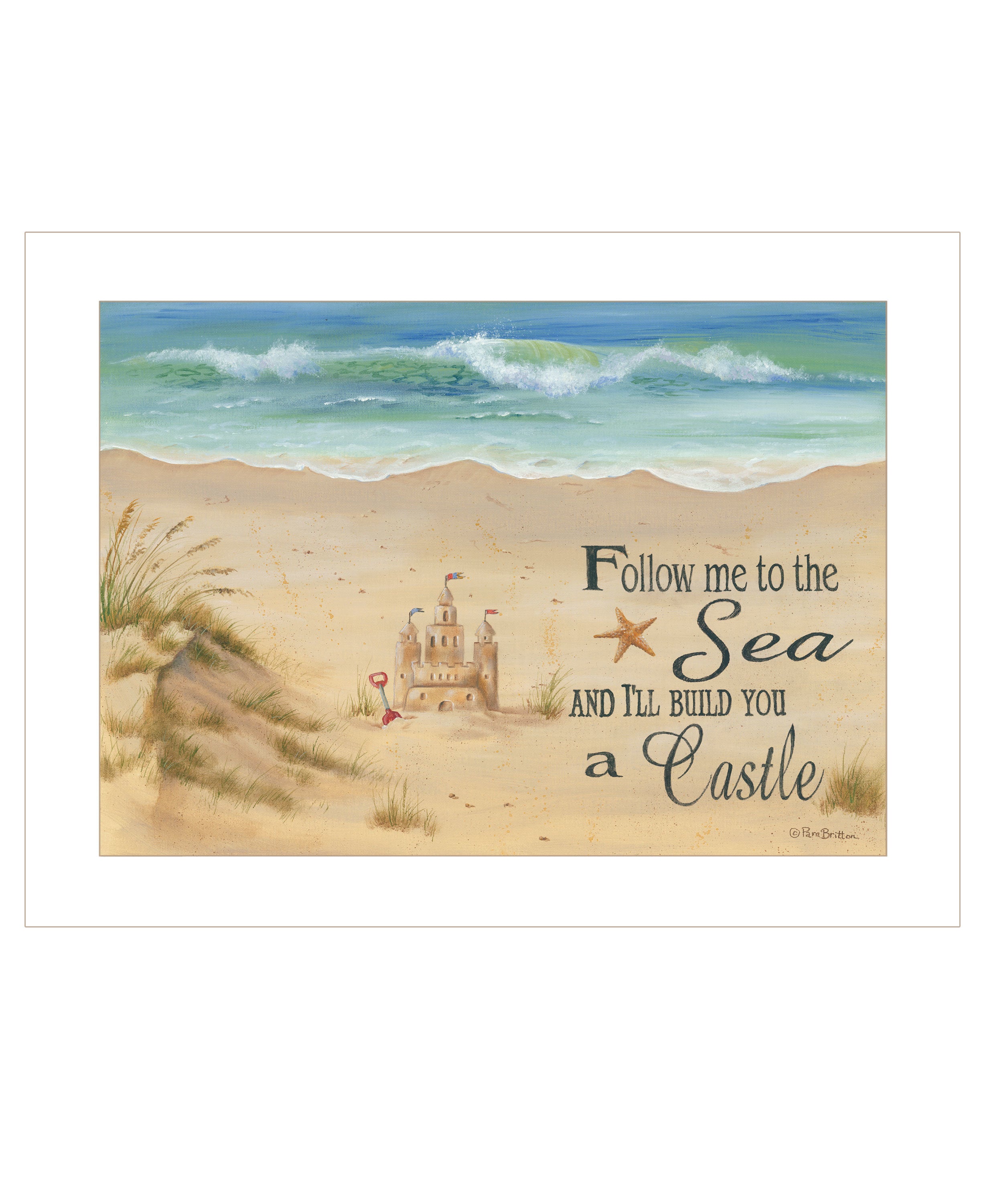 "Sand Castle" by Pam Britton, Ready to Hang Framed Print, White Frame
